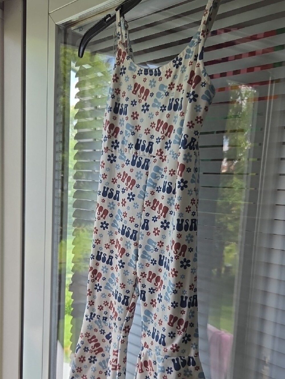 Girls White USA Print Flared Romper